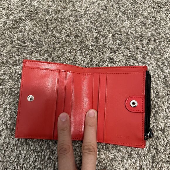 Lodis Audrey Under Lock & Key Aldis Black/Red Stitched Wallet - Picture 5 of 7
